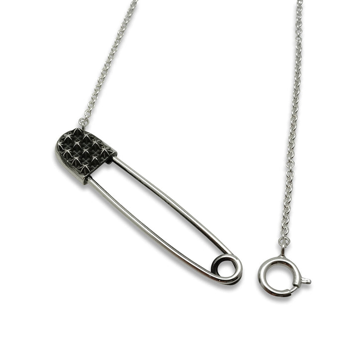 TRIPLE X STUDS SAFETY PIN NECKLACE